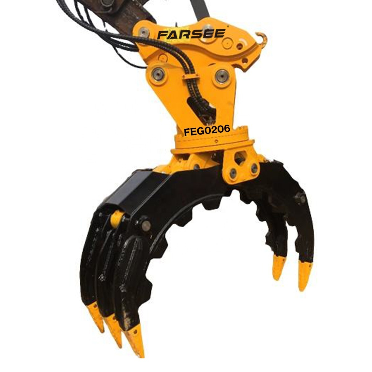 Farsee FEG0206 Hydraulic Stone/log Grapple For 1.5-6 Mini Excavator Log Rotating Grapple