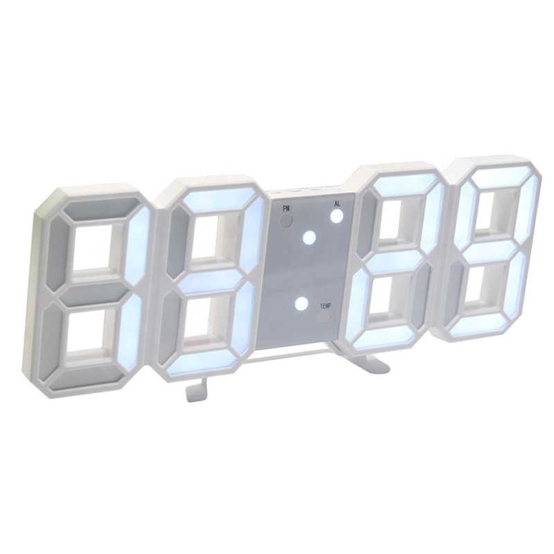 3D LED Table Wall Clock Digital Timer Nightlight Watch Alarm Clock for Warehouse Office Living Room 12/24H  Brightness to adjust