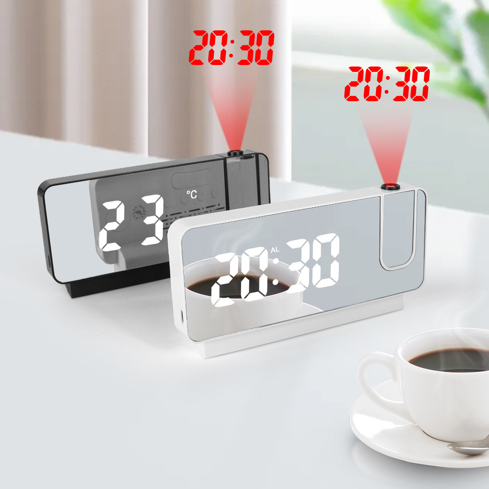 2022 Projection Alarm Clocks Led Digital Mirror Clocks Time Projection Mirror Led Digital Table Alarm Clock for Bedrooms