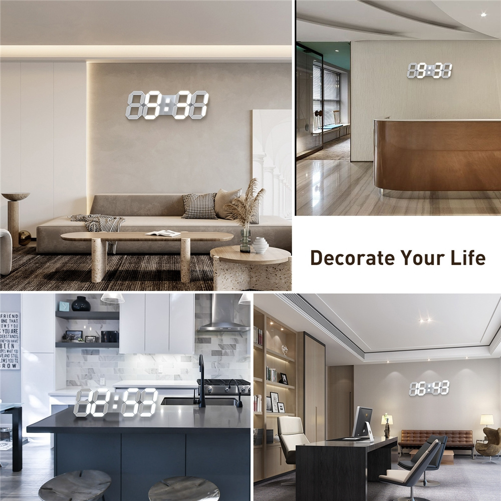 Korea 15 inch large 3D LED wall clock electronic digital remote controller luminous wall clock office decoration wall clock