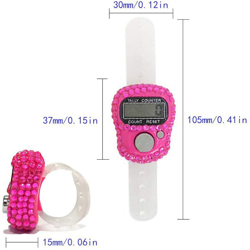 Finger Counters - 5 Digital LED Electronic Finger Counter, Mechanical Manual Clicker Number Lap Tracker Tally Counter with Bling