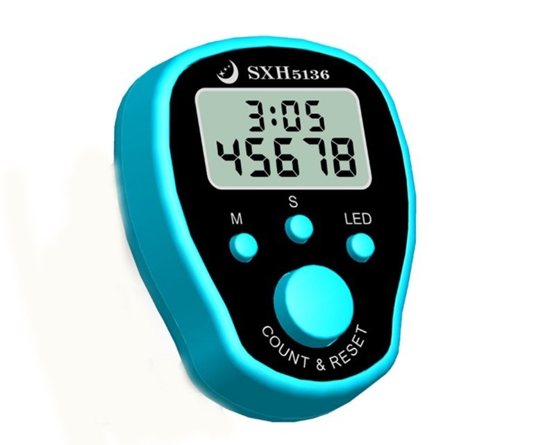 Row Counter Finger Ring Golf Digit  LCD Tally Counter with time