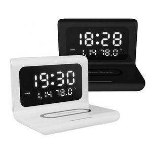 Creative Multifunctional Clock 3-in-1 Mobile Wireless Charging Alarm Clock For Phone Charger