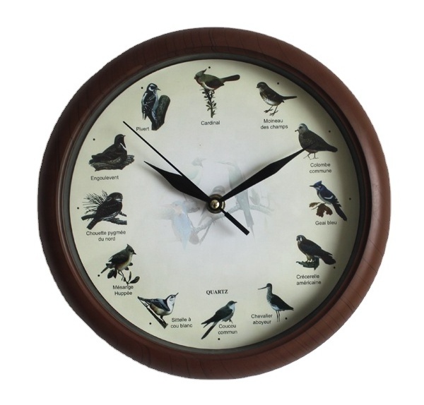 8 inch 10 inch 12 inch  bird singing wall clock bird sound clock animal cat and dog sound clock customized sound also acceptable