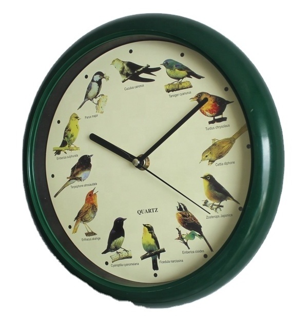 8 inch 10 inch 12 inch  bird singing wall clock bird sound clock animal cat and dog sound clock customized sound also acceptable