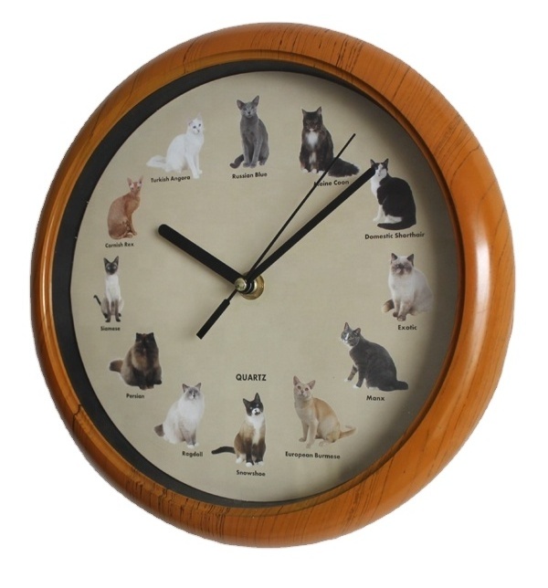 8 inch 10 inch 12 inch  bird singing wall clock bird sound clock animal cat and dog sound clock customized sound also acceptable