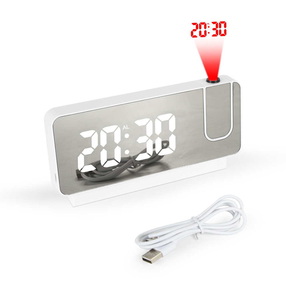 2022 Projection Alarm Clocks Led Digital Mirror Clocks Time Projection Mirror Led Digital Table Alarm Clock for Bedrooms