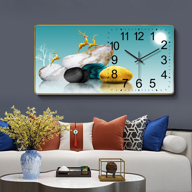 Custom Crystal Porcelain Painting Wall Clock Animal Art Living Room Decor 3D Wall Hanging Glass Painting Home Decor