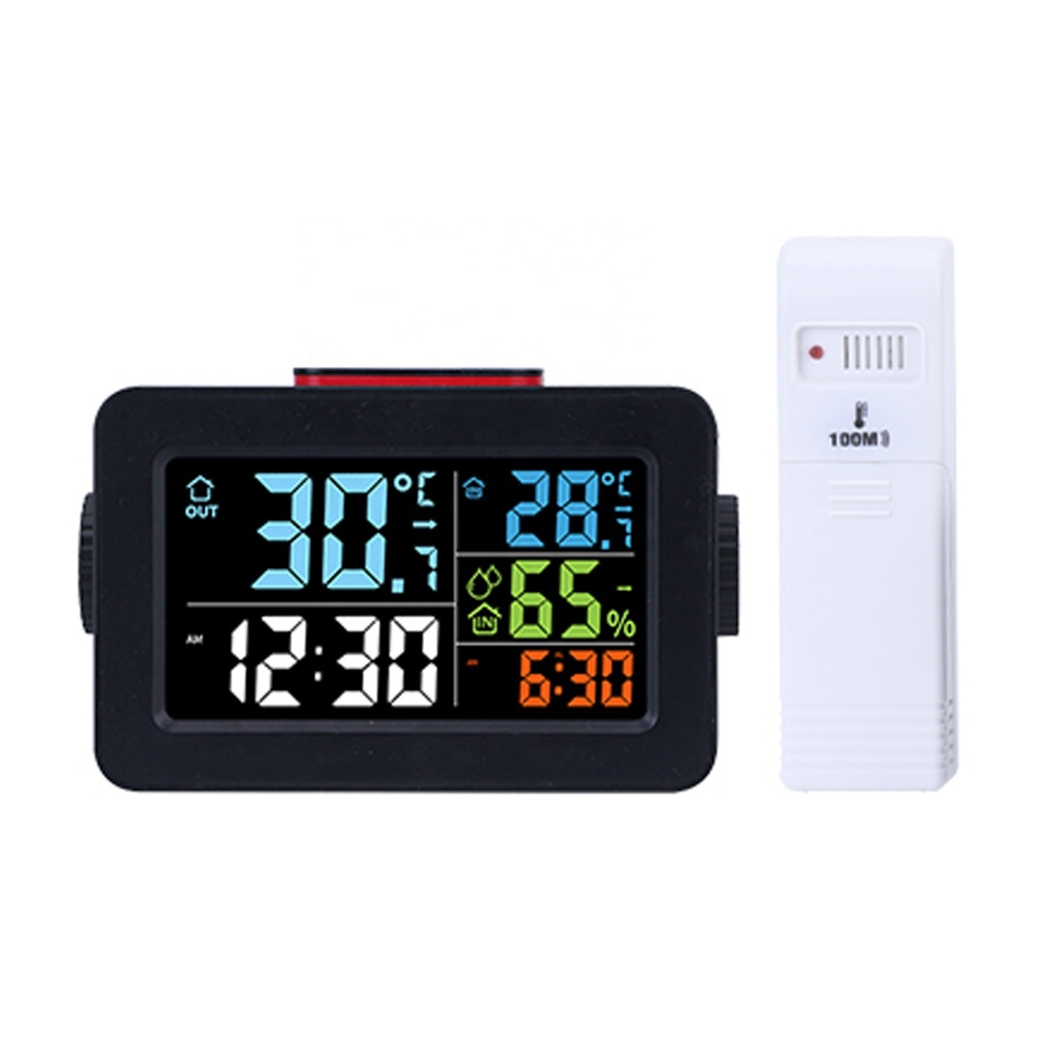 Wireless Bedside metal Digital Alarm Clock with USB Charger charging Port and Indoor Outdoor Temperature display 3306RF