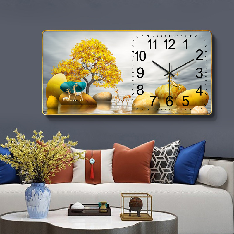 Custom Crystal Porcelain Painting Wall Clock Animal Art Living Room Decor 3D Wall Hanging Glass Painting Home Decor