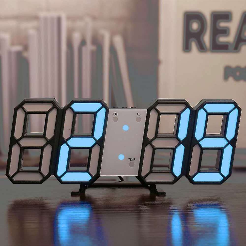 3D LED Table Wall Clock Digital Timer Nightlight Watch Alarm Clock for Warehouse Office Living Room 12/24H  Brightness to adjust