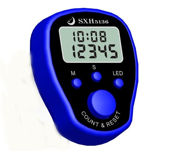 Row Counter Finger Ring Golf Digit  LCD Tally Counter with time