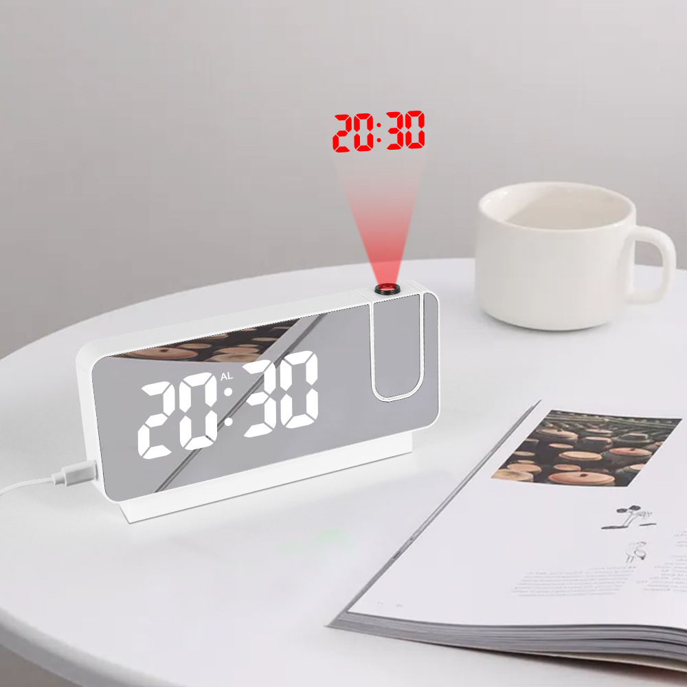 2022 Projection Alarm Clocks Led Digital Mirror Clocks Time Projection Mirror Led Digital Table Alarm Clock for Bedrooms