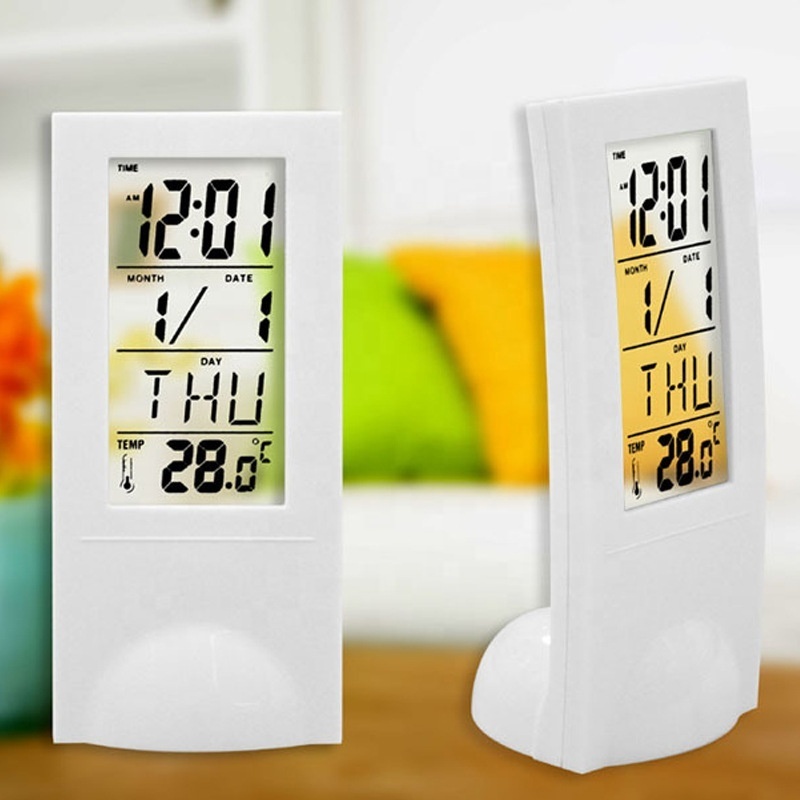 decorative Transparent LCD Digital desk Alarm Clock with Calendar and Timer 2098