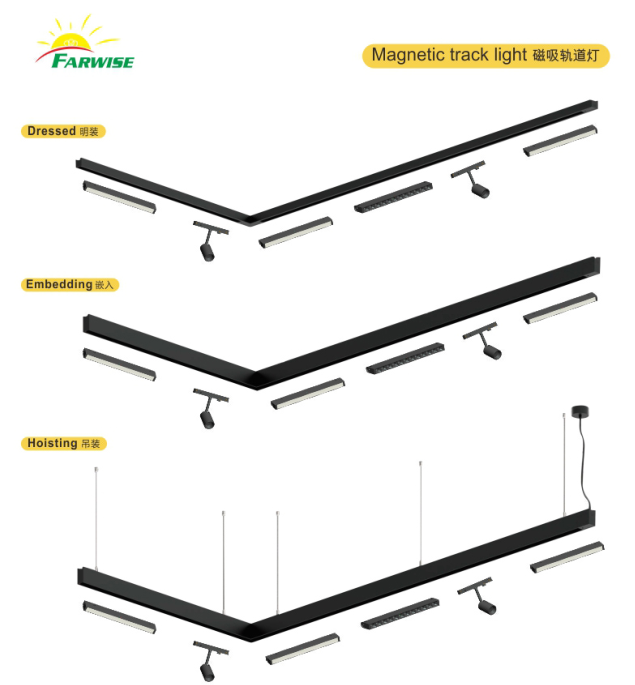 Linear strip magnetic track spotlights floodlight grille light chandelier for store supermarket office exhibition family