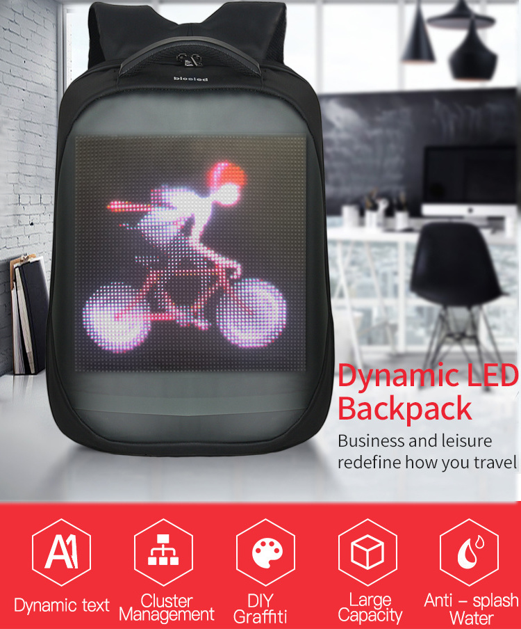 wholesale wifi DIY laptop smart walk advertising school bag screen display LED light backpack