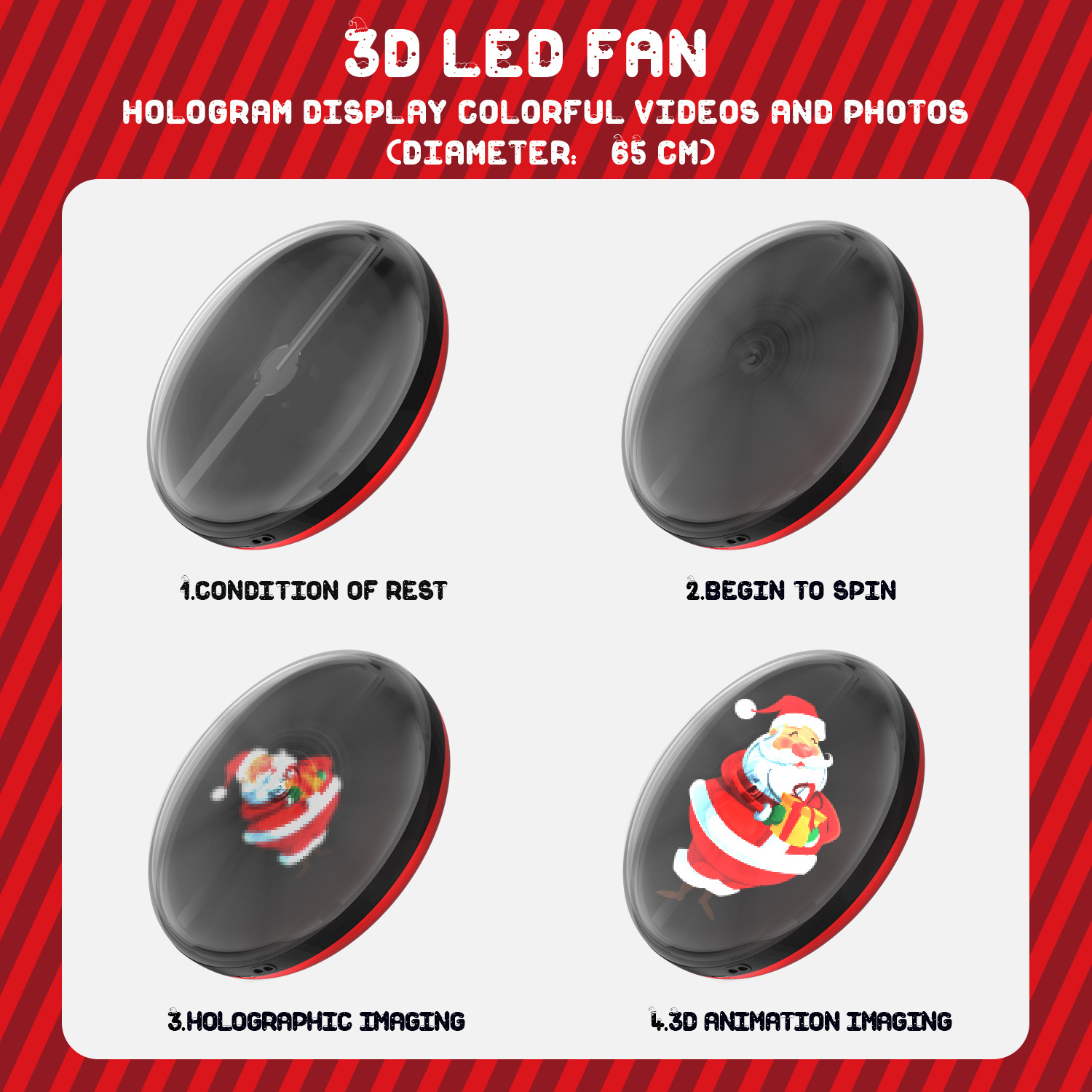 2021 new coming 15cm hologram led fan used for christmas tree ornaments and christmas tree ball