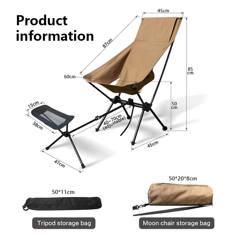 Relaxing Portable Reclining Lightweight Folding Metal Camping Beach Chair Modern Moon Chair with footrest