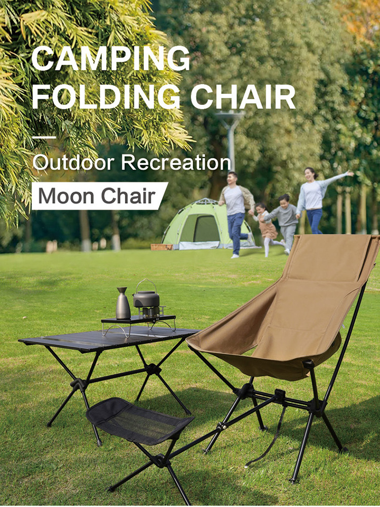 Folding Portable Lightweight Aluminum alloy folding Chair Camp Chairs Outdoor Moon Camping Chair with footrest