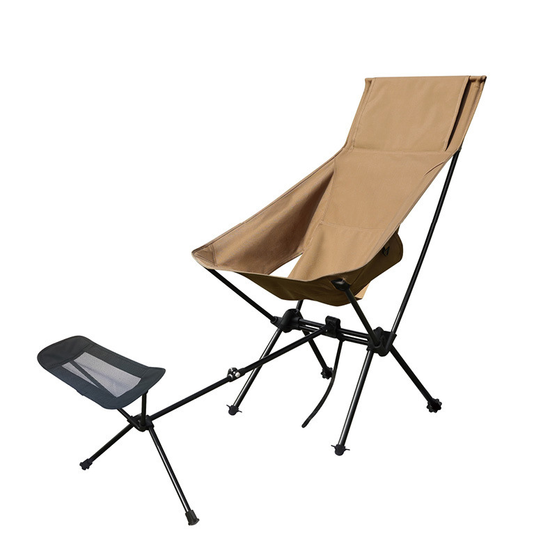 Relaxing Portable Reclining Lightweight Folding Metal Camping Beach Chair Modern Moon Chair with footrest