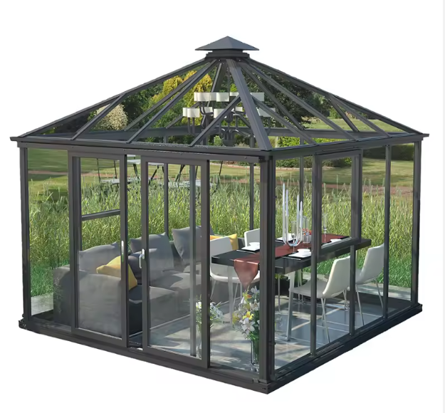 Octagon green houses solarium insulated outdoor glass greenhouse sunroom houses