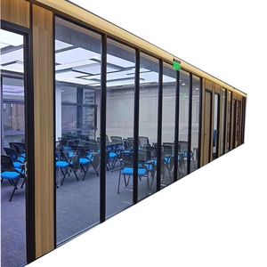 Sound Proof Aluminum Frame Office Frosted Glass Room Dividers Wall Partition