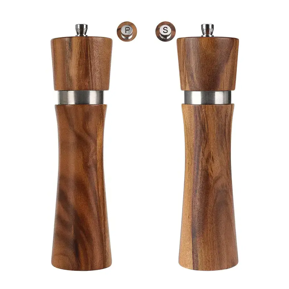 Hot Sale Pepper Shaker Wood Salt and Pepper Grinder Set Pepper Shaker with Adjustable Coarseness