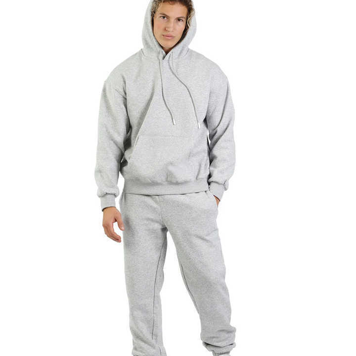 European size Custom Design Loose Fit Cotton Fleece Pullover Hoodie & Jogger Pant Tracksuit For Men Custom Logo Men Tracksuit