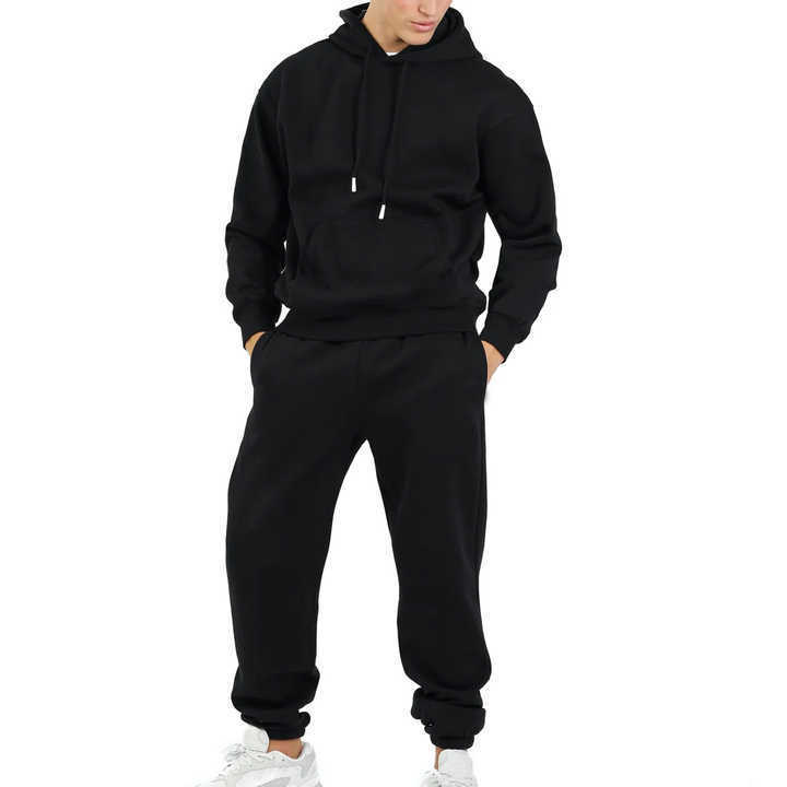 European size Custom Design Loose Fit Cotton Fleece Pullover Hoodie & Jogger Pant Tracksuit For Men Custom Logo Men Tracksuit