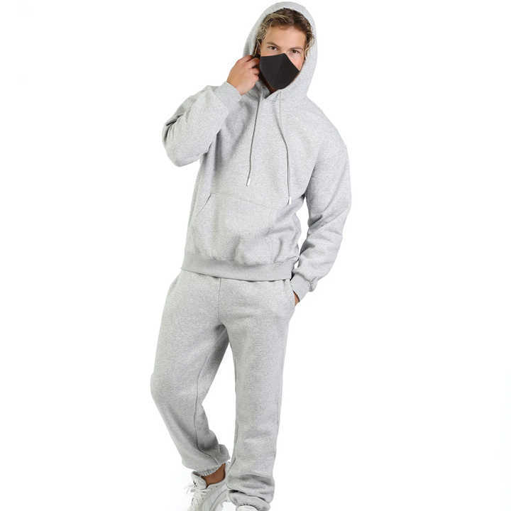 European size Custom Design Loose Fit Cotton Fleece Pullover Hoodie & Jogger Pant Tracksuit For Men Custom Logo Men Tracksuit