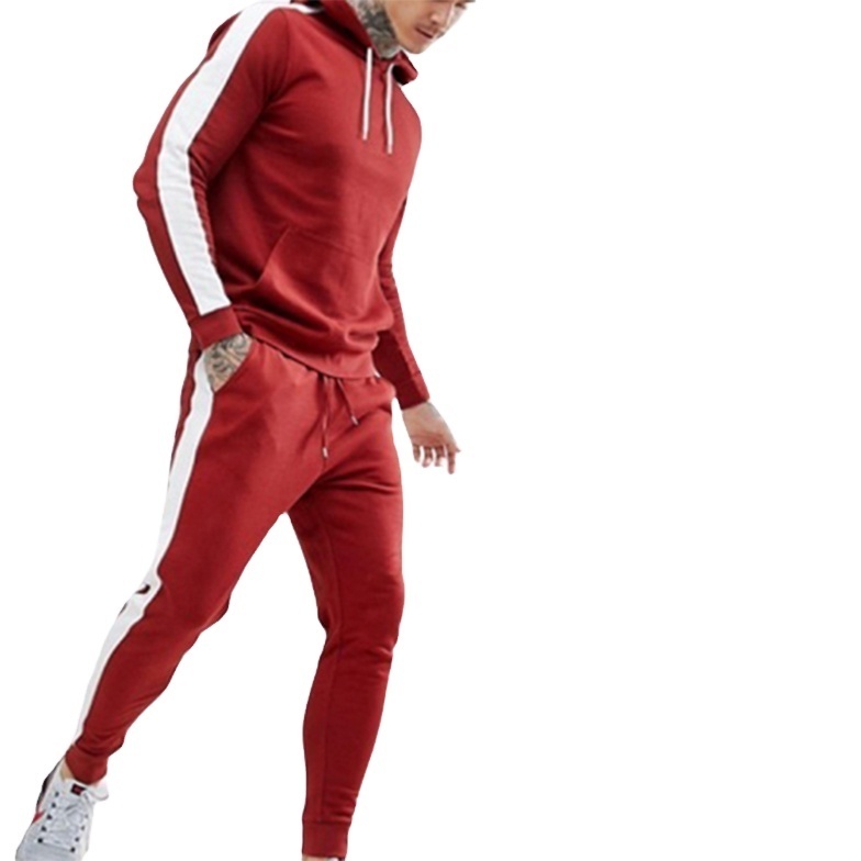 Men Sets 2 piece mens clothing sweatsuit jogger sets hot selling maroon color tracksuit in wholesale price