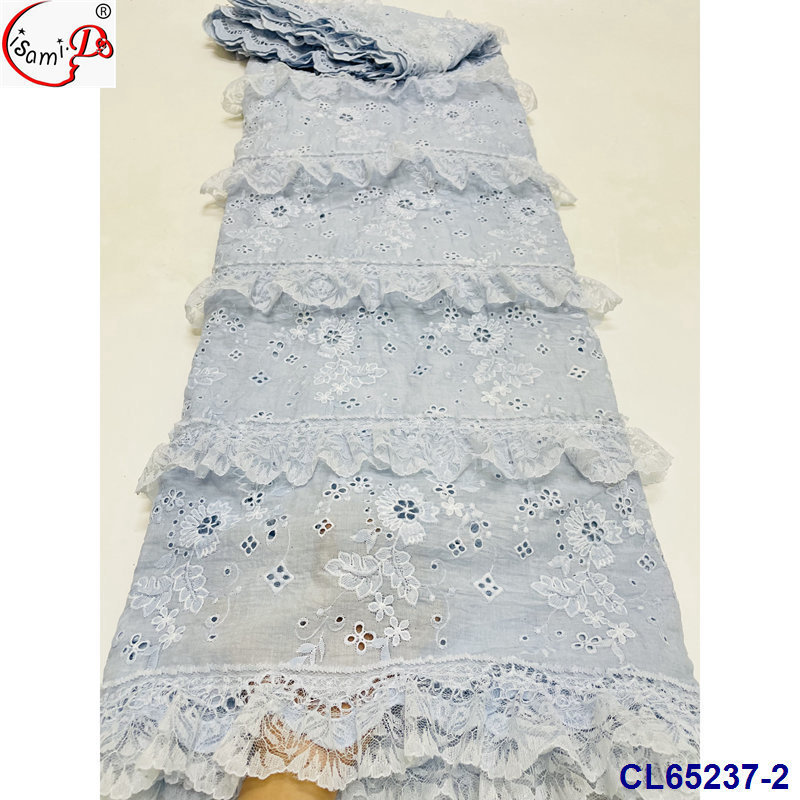 lisami rts 3d flower french colorful design lace fabric ruffler cotton eyelet Embroidery Fabric