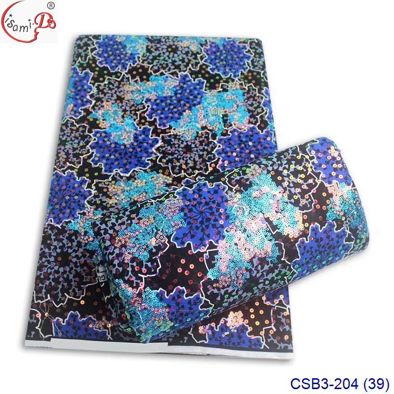 Lisami unique  sequins embroidery on Ankara wax  6 yards per pcs  wax fabric for dress cloth shoes bags