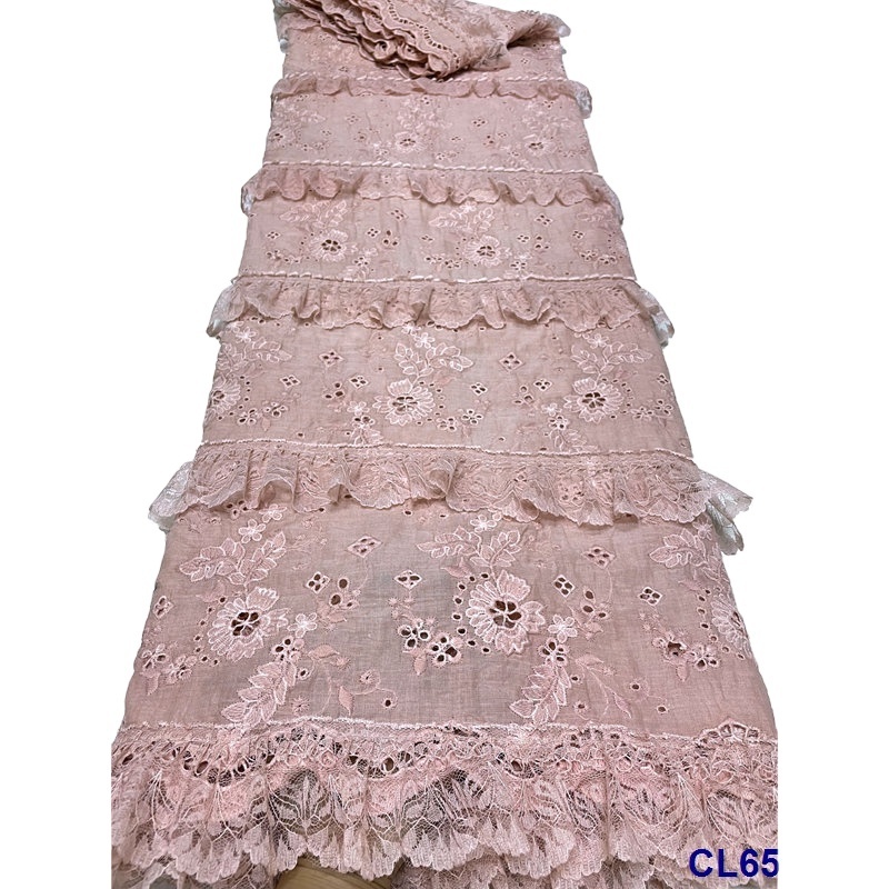 lisami rts 3d flower french colorful design lace fabric ruffler cotton eyelet Embroidery Fabric