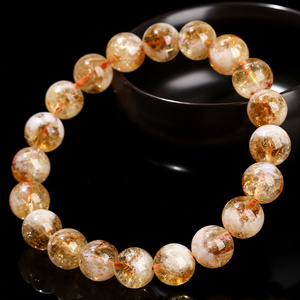 8MM Natural Smooth Bead Brazilian Citrine Bracelet Elastic Stretch Bracelets For Woman Man Jewelry