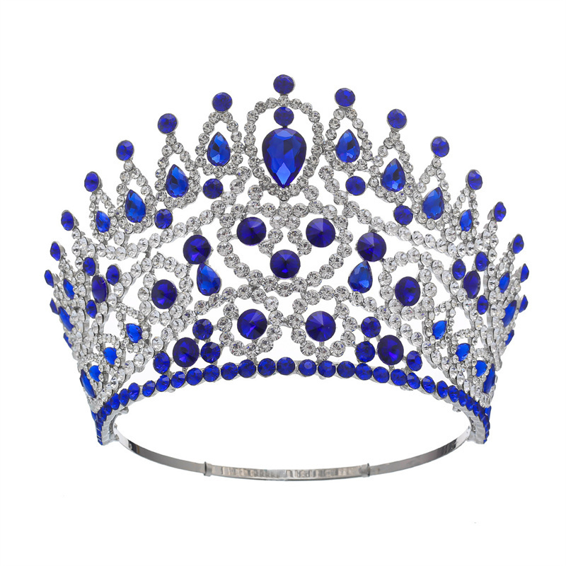 Luxury European and American Beauty Pageant Queen Crowns Big Crystal Rhinestone Beauty Pageant Round Crown