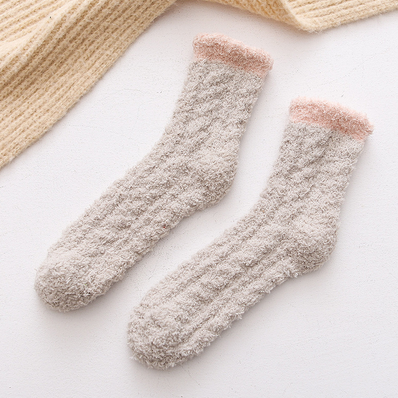 Women Cozy Winter Sleep Bed Socks Floor Home Fluffy Socks Coral velvet fuzzy Christmas socks