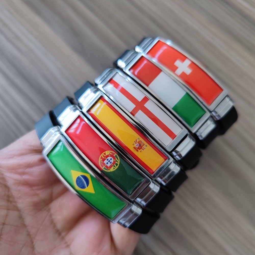 Wholesale stainless steel flag watch silicone bracelet national countries flag silicone rubber bracelet