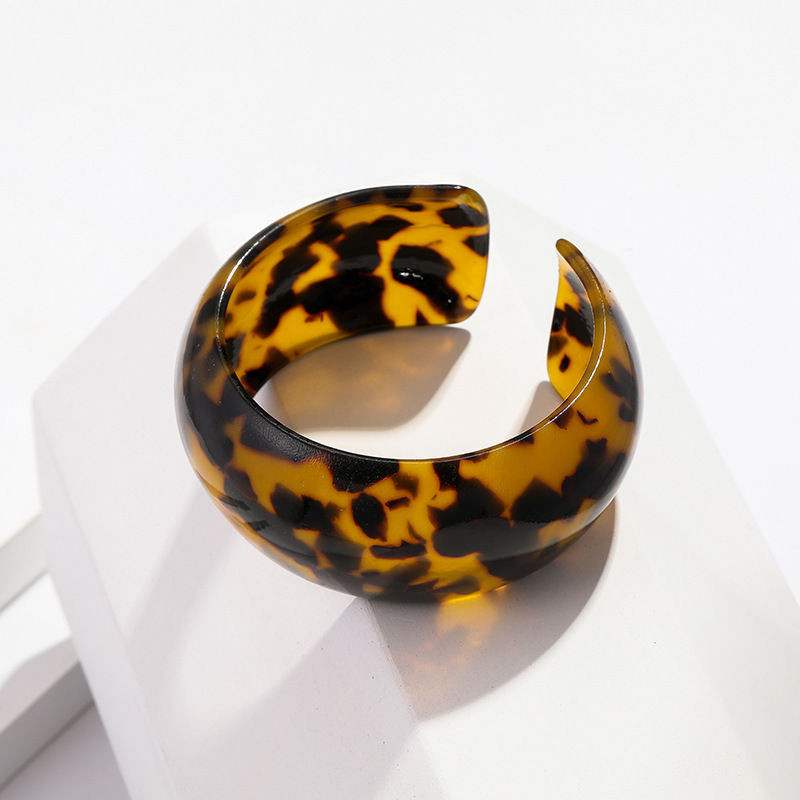 Resin acrylic cuff bangle bracelet women tortoise bracelet