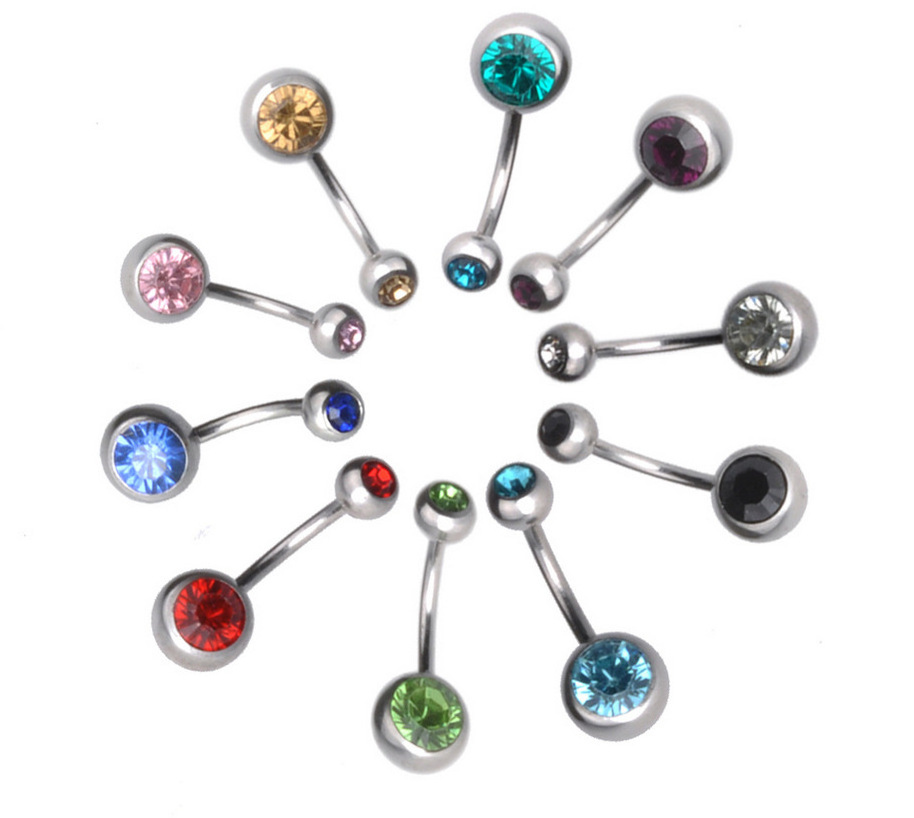 Drop shipping service Stainless Steel Navel Piercing Classical multicolor crystal Belly Button Rings