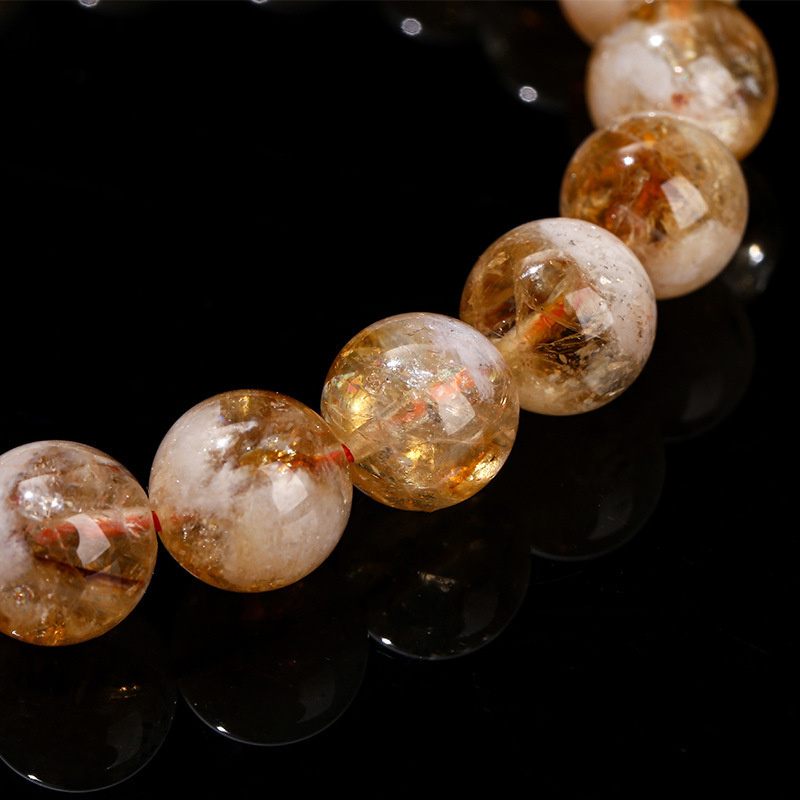 8MM Natural Smooth Bead Brazilian Citrine Bracelet Elastic Stretch Bracelets For Woman Man Jewelry