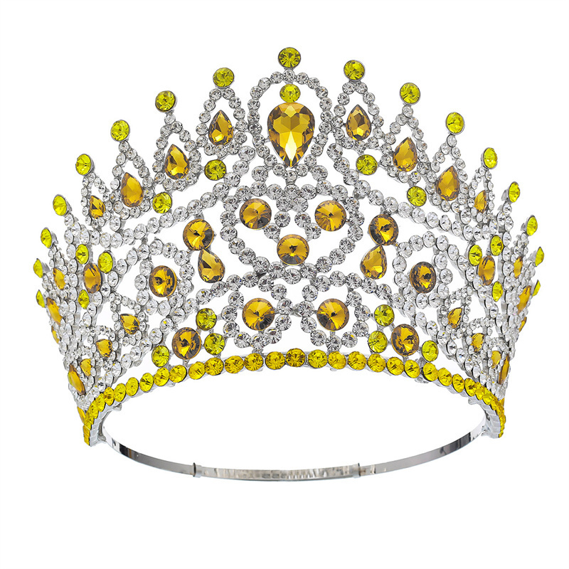 Luxury European and American Beauty Pageant Queen Crowns Big Crystal Rhinestone Beauty Pageant Round Crown