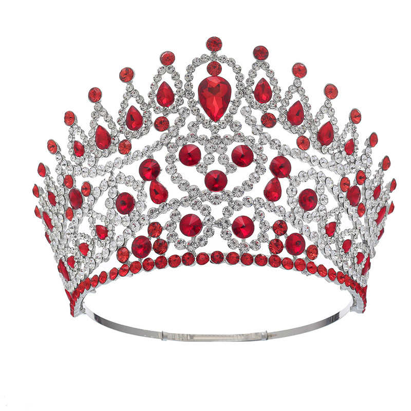 Luxury European and American Beauty Pageant Queen Crowns Big Crystal Rhinestone Beauty Pageant Round Crown