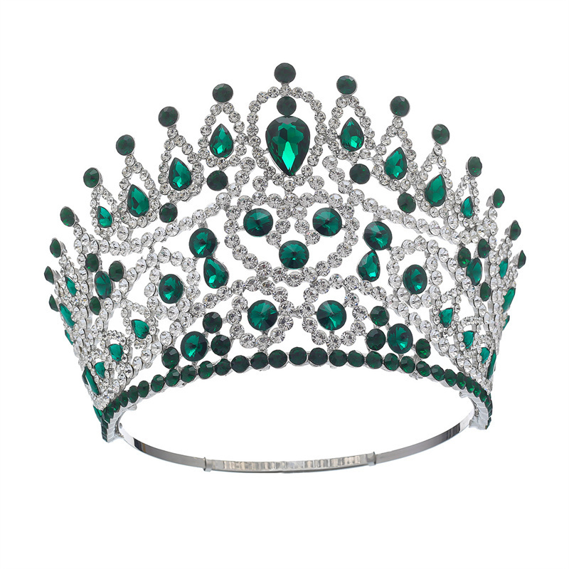 Luxury European and American Beauty Pageant Queen Crowns Big Crystal Rhinestone Beauty Pageant Round Crown