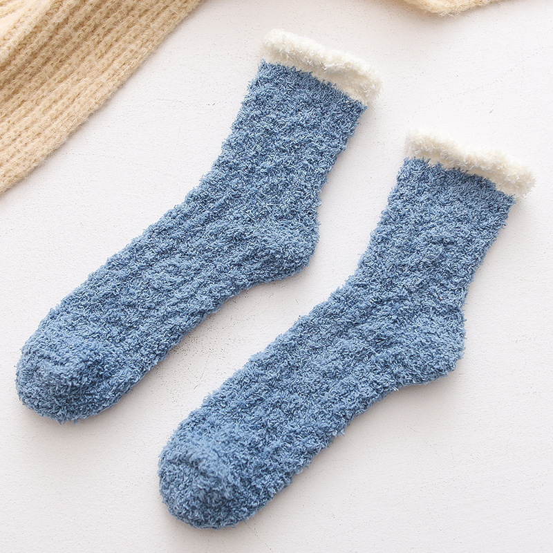 Women Cozy Winter Sleep Bed Socks Floor Home Fluffy Socks Coral velvet fuzzy Christmas socks