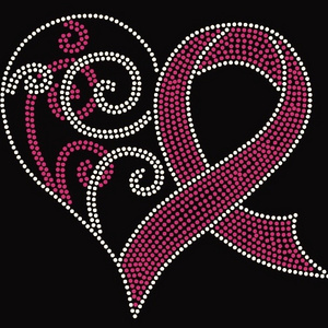 Cancer motif hotfix rhinestone heat transfer design for t shirts