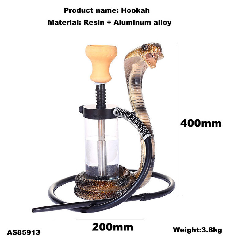 Hot Sale Water Smoking Pipes Luxury LED Cobras Hooka Aluminum Elapoid Hookah Shisha Glass Hookah Chicha Cobra Snake Sheesha