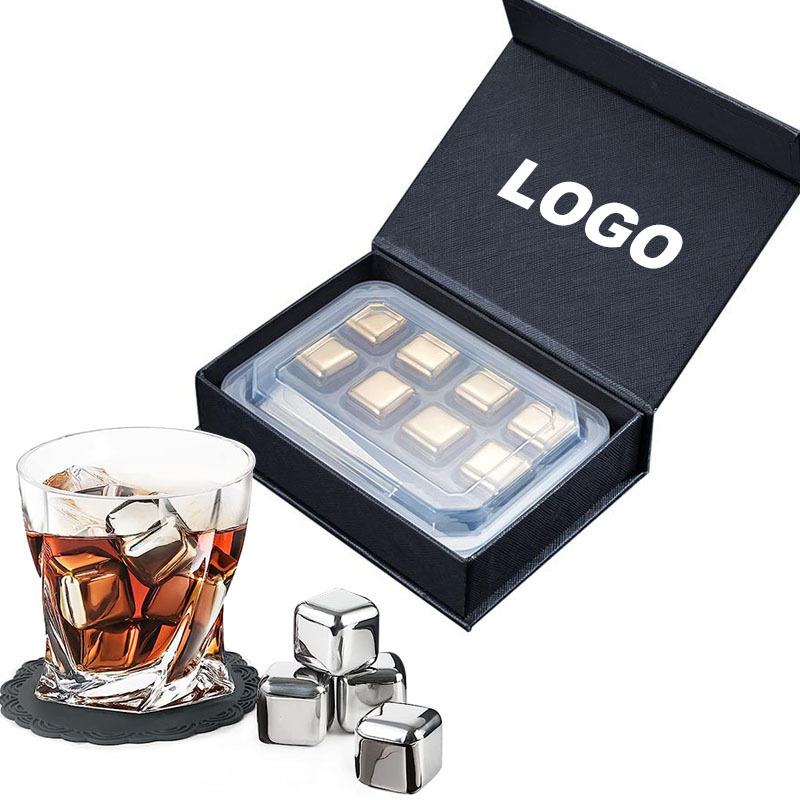 26mm 1.02 inches New Hot Selling Whiskey Stone Reusable Ice Cube Coffee Chilling Stones 304 Stainless Steel Ice Cubes With Tong