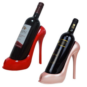 2023 New Product Resin Single Stylish Wine Rack 5 Colors Sexy Miss Tabletop Decorative High Heel Shoe Wine Bottle Holder