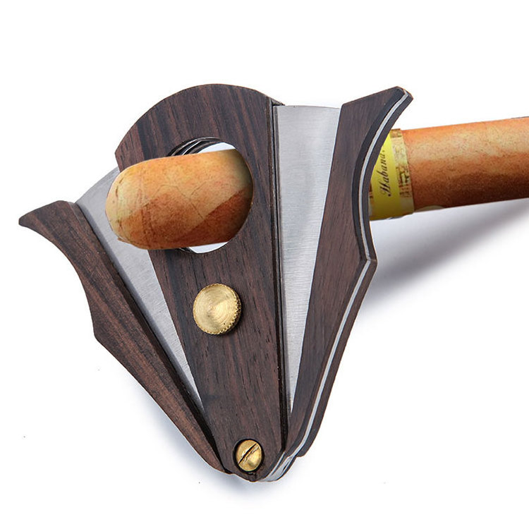 Wholesale Stainless Steel Cigar Scissors Portable Tobacco Cutter Knife Smoker Accessories Double Blade Wood Cigar Cutter